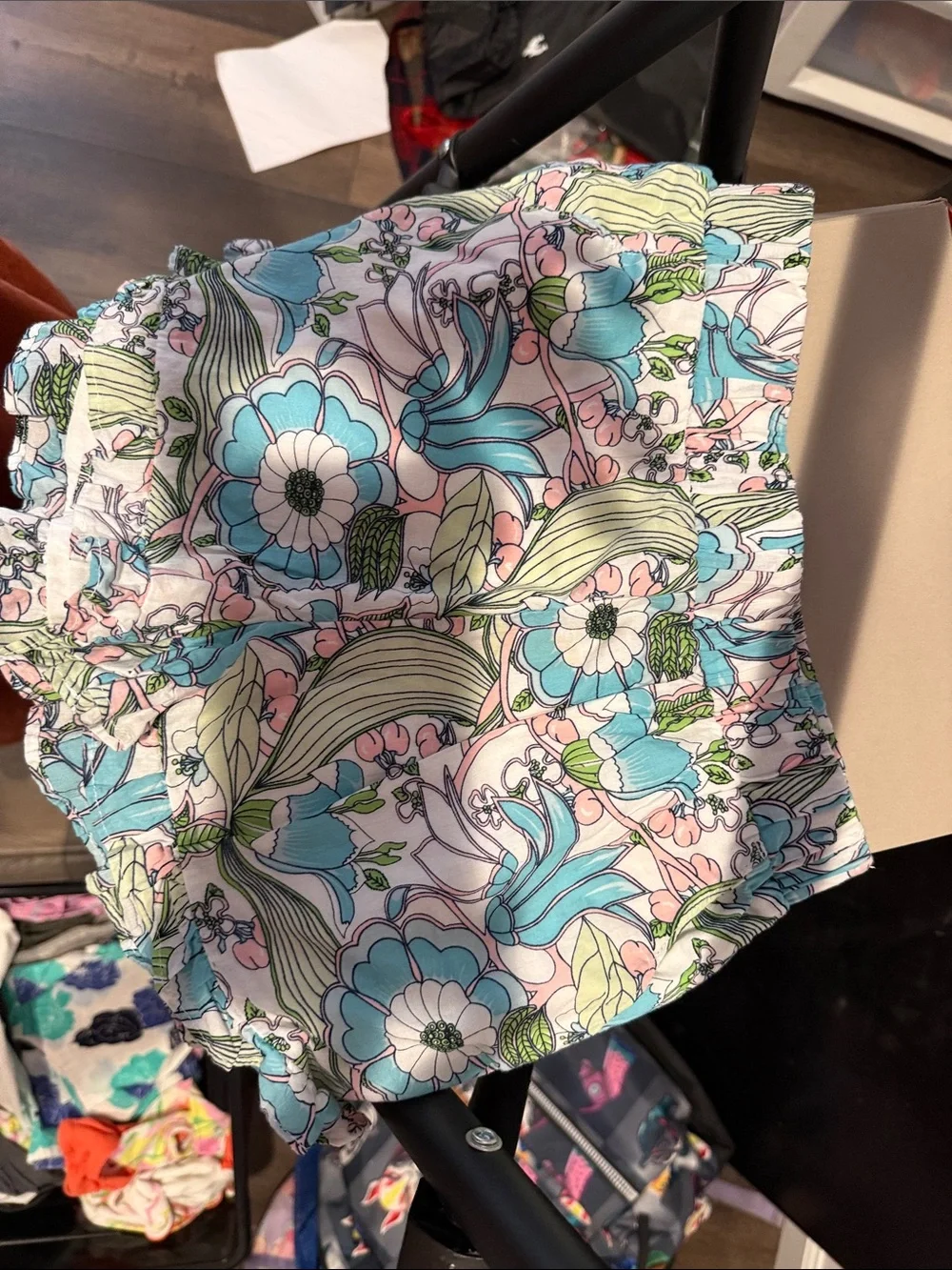 Janie and Jack Red Floral Button-Front Top, romper and floral shorts